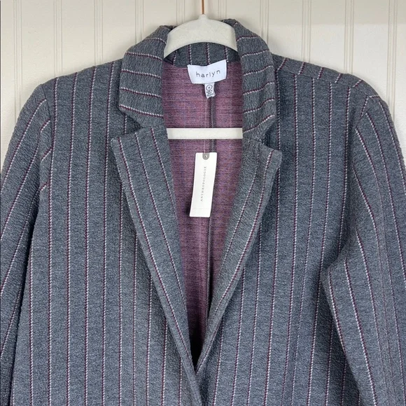 NWT Anthropologie Women’s Harlyn Morgan’s Gray Pinstripe Longline Blazer Small